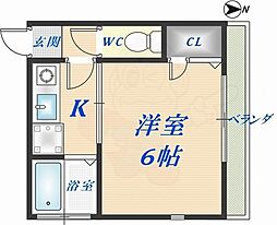 富士屋マンション 1Kの間取図画像