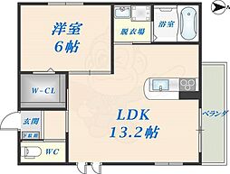 トレジャーメゾン岩田 1LDKの間取図画像