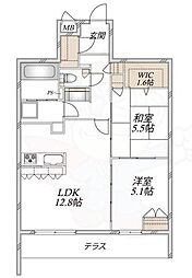 ウエスタンハイツ18 2LDKの間取図画像