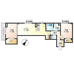 Mutiara 2LDKの間取図画像