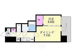 ファーストフィオーレ九条2 4階1DKの間取り
