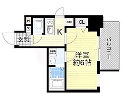 エスリード阿波座プライムコート 11階1Kの間取り