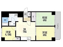 レック西長堀マンション 3DKの間取図画像