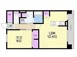 ジオ新町レジデンス 1LDKの間取図画像