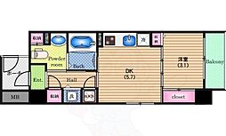 サニーハウス南堀江 1DKの間取図画像