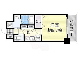 エスリード弁天町南 1Kの間取図画像