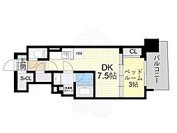 コンフォリア・リヴ本町WEST 1DKの間取図画像