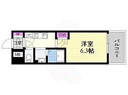 クレストコート靭公園 1Kの間取図画像