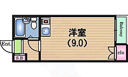 北堀江レジデンス 1Kの間取図画像