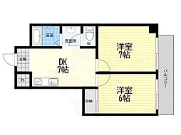 スカイハイツ 2DKの間取図画像