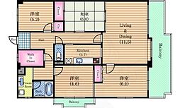 サングレール阿波座 4LDKの間取図画像
