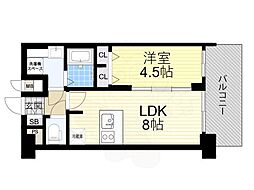 プレサンス京町堀ノース 1LDKの間取図画像