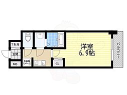 プレミアムコート阿波座WEST 1Kの間取図画像