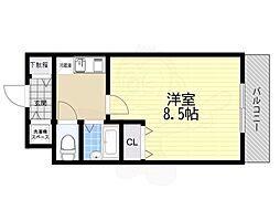 アネシス河合 1Kの間取図画像