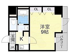ルクレ西長堀 1Kの間取図画像