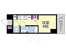 ララプレイス阿波座駅前フェリオ 1Kの間取図画像