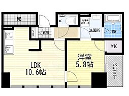アステリオ北堀江ザ・メトロタワー 1LDKの間取図画像