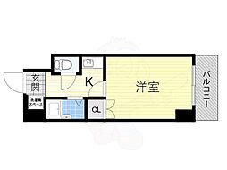 セレッソコート西心斎橋 1Kの間取図画像