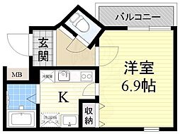 JUNWA3 1Kの間取図画像