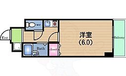 セレッソコート西心斎橋 1Kの間取図画像
