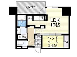 コンフォリア・リヴ本町WEST 1LDKの間取図画像
