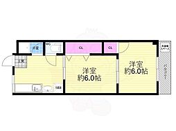 シャトー1 2DKの間取図画像