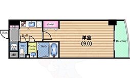 カスタリアタワー肥後橋 1Kの間取図画像