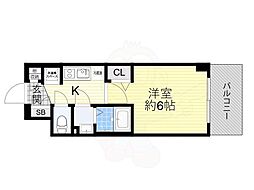 プレサンス南堀江ザ・センス 1Kの間取図画像