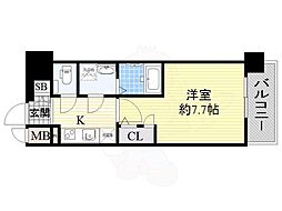 エスリード阿波座シティーウエスト 1Kの間取図画像