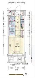 プレサンス大阪ドームシティスクエア 1Kの間取図画像