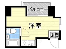 朝日プラザ江戸堀 ワンルームの間取図画像