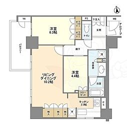 ブランズ北堀江プレイス 2LDKの間取図画像