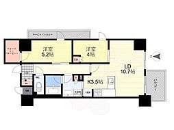 ファインレジデンス大阪本町 2LDKの間取図画像