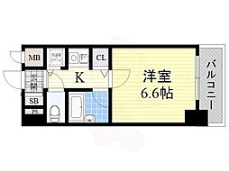 CityLifeクラウンハイム長堀通 1Kの間取図画像