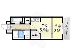 RESIDIA靱公園 1DKの間取図画像