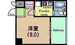 ライオンズマンション江戸堀西公園 1Kの間取図画像