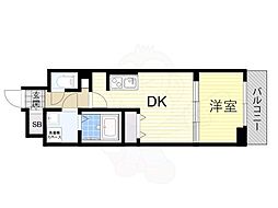 コンフォリア京町堀 1DKの間取図画像