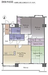 ライオンズヴィアーレ北大 3LDKの間取図画像
