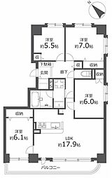 愛富丘館 4LDKの間取図画像