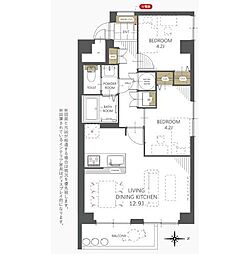 ライオンズマンション宮の森第2 2LDKの間取図画像