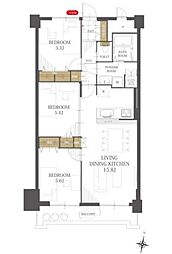 トーカンマンション円山北町 3LDKの間取図画像