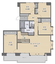 アルス月寒中央 4LDKの間取図画像