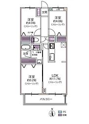 ダイアパレス北大西 3LDKの間取図画像
