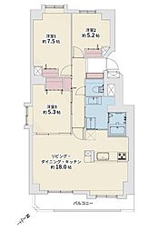 リーベスト山の手 3LDKの間取図画像