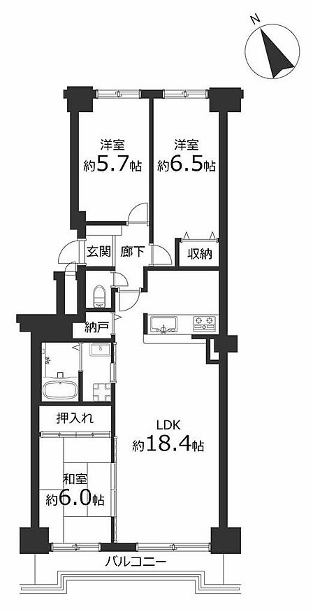 3LDK 間取り