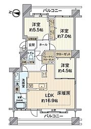 ダイアパレスガレリアシティウエストウィング 3LDKの間取図画像