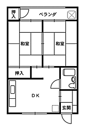 若竹ビル 2階2DKの間取り