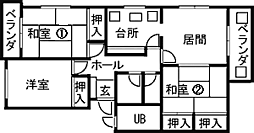 有賀ガーデンハウス 2階3LDKの間取り