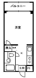 ルミナス 1階ワンルームの間取り
