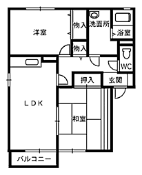 扇山パーク　Ｂ 1階2DKの間取り
